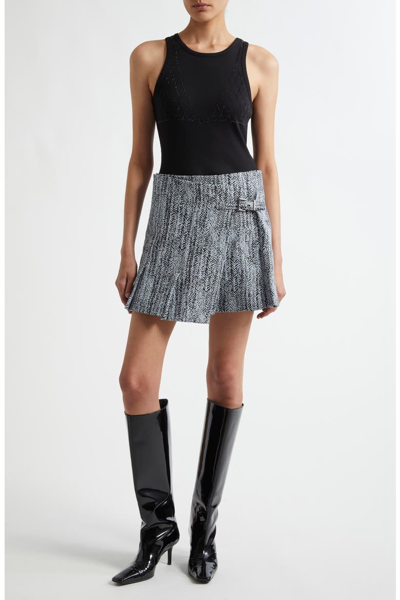 Tweed Cotton Pleated Wrap Miniskirt, Alternate, color, CELESTIAL BLUE
