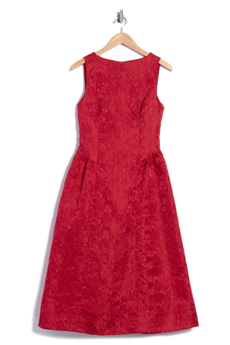 Jacquard Fit & Flare Midi Dress, Alternate, color, RED