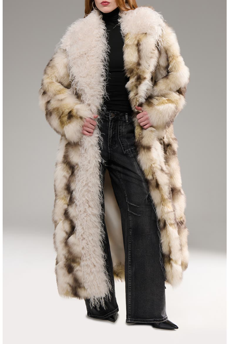 Mivra Faux Fur Coat, Alternate, color, CREAM MULTI