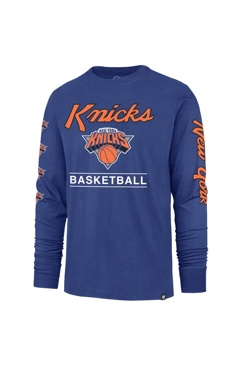 '47 Men's '47 Blue New York Knicks 2023/24 City Edition Triplet Franklin Long Sleeve T-Shirt, Alternate, color,