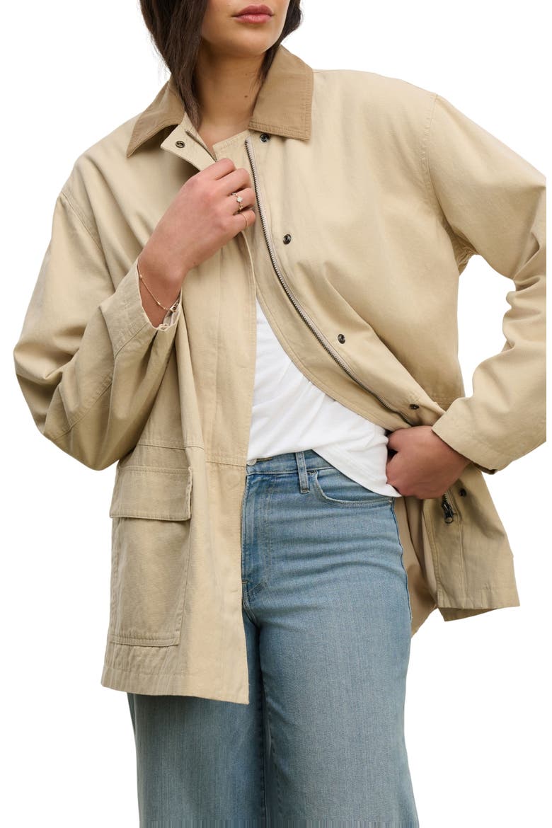Rosa Cotton Canvas Jacket, Main, color, SAN NATURAL