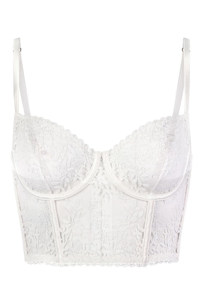 Amoureuse Embroidered Underwire Bustier, Alternate, color, WHITE