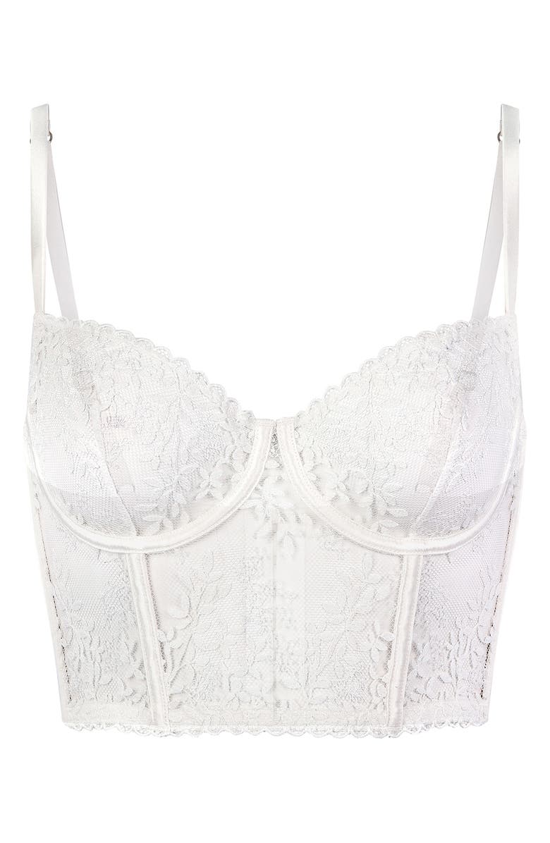 Huit Amoureuse Embroidered Underwire Bustier, Alternate, color, White