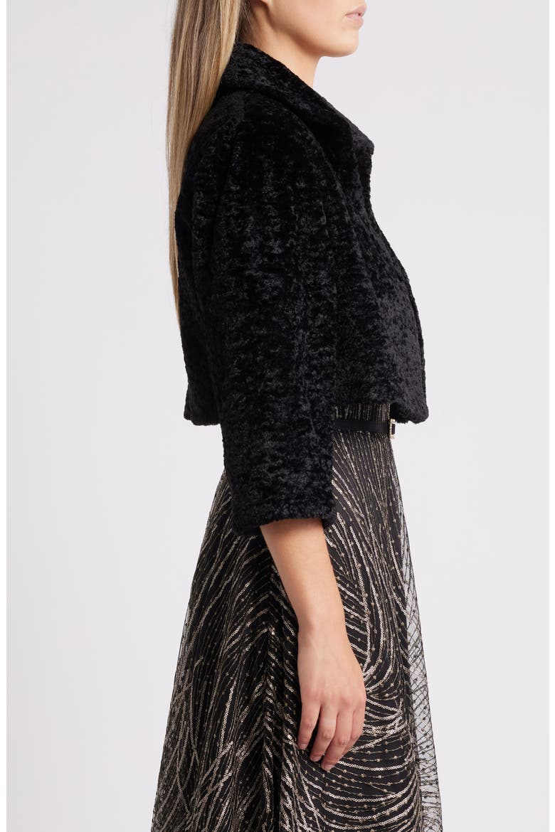 Faux Fur Bolero, Alternate, color, BLACK
