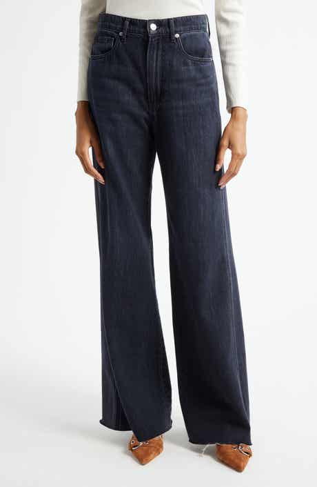 Veronica Beard Kasey Raw Hem Mid Rise Wide Leg Jeans