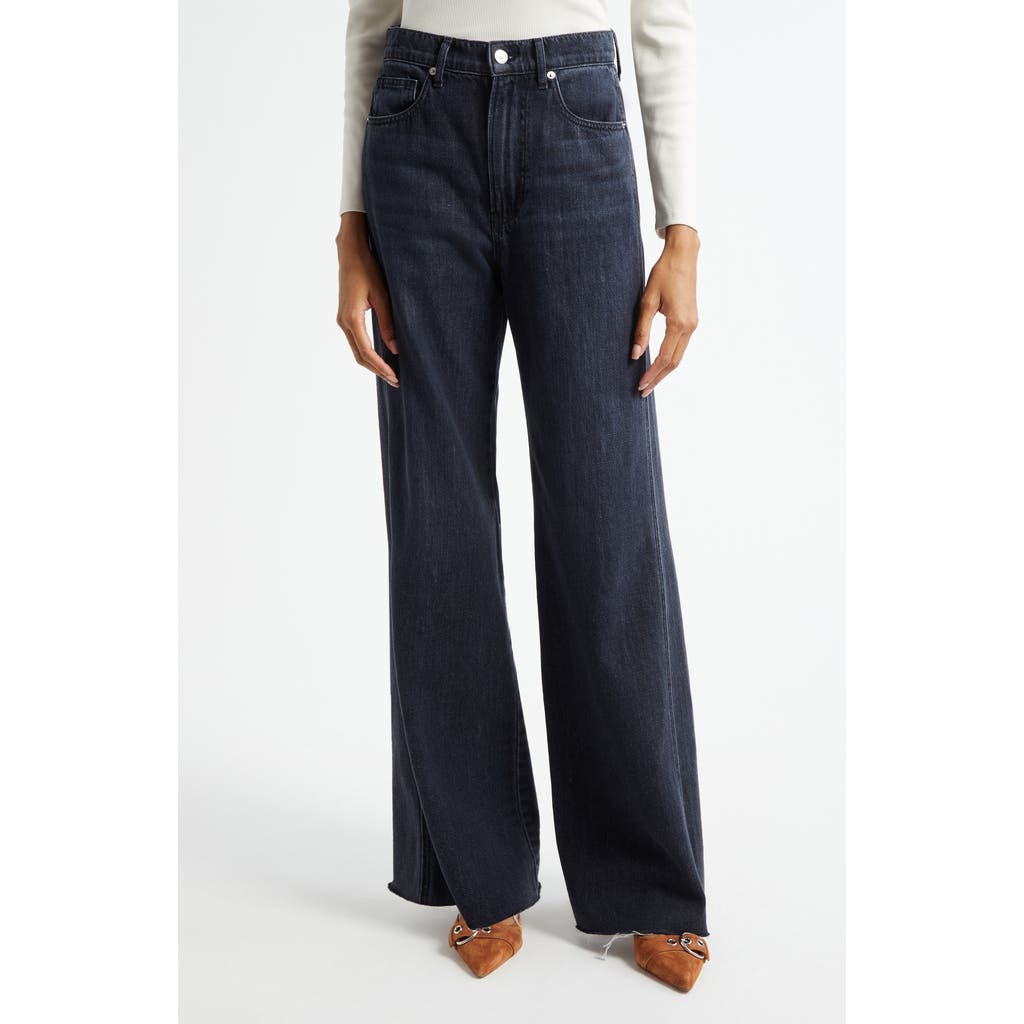 Veronica Beard Kasey Raw Hem Mid Rise Wide Leg Jeans