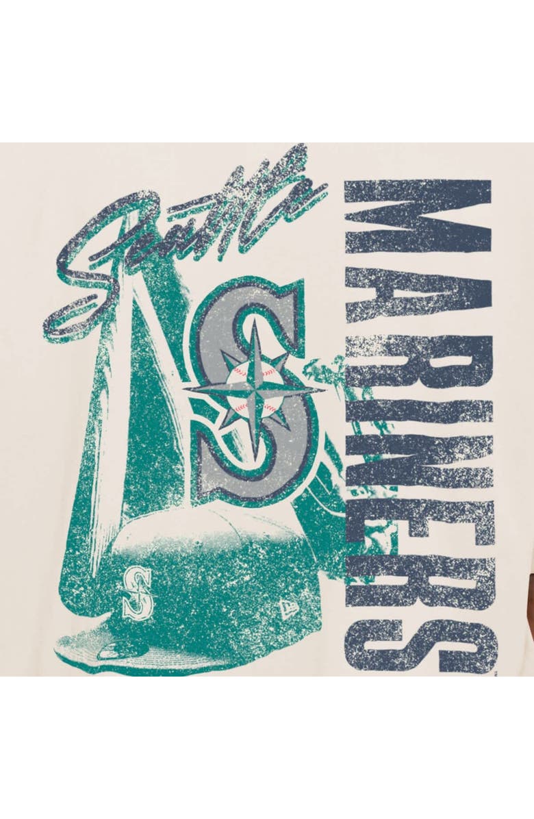 New Era Men's New Era Cream Seattle Mariners Cooperstown Collection Oversized Throwback Distressed T-Shirt, Alternate, color, 