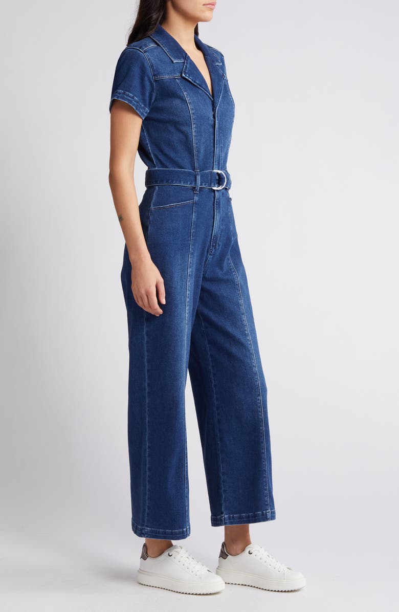 PAIGE Anessa Belted Denim Jumpsuit, Alternate, color, 