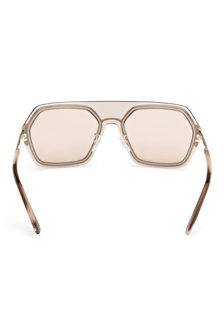 56mm Shield Sunglasses, Alternate, color, SHINY BEIGE / BROWN