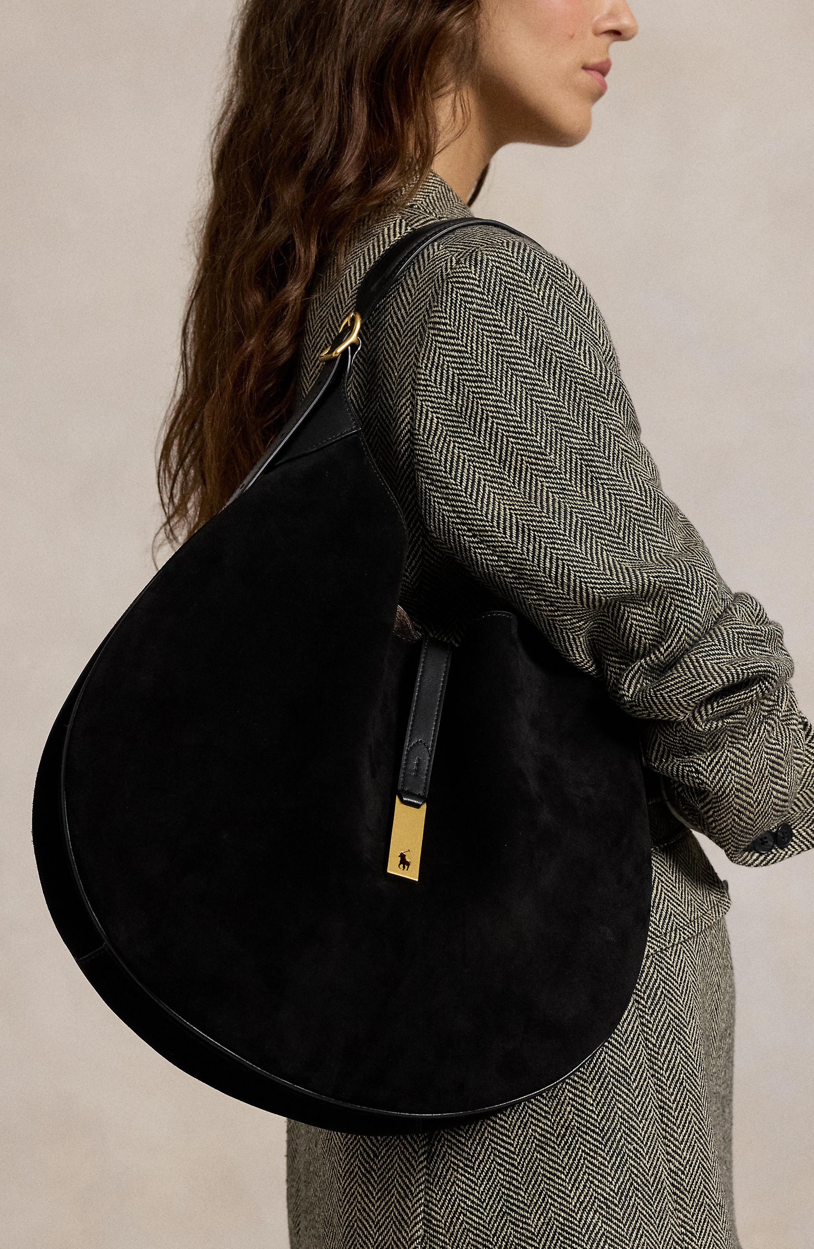 Large Polo ID Shoulder Bag, Alternate, color, BLACK/ G L