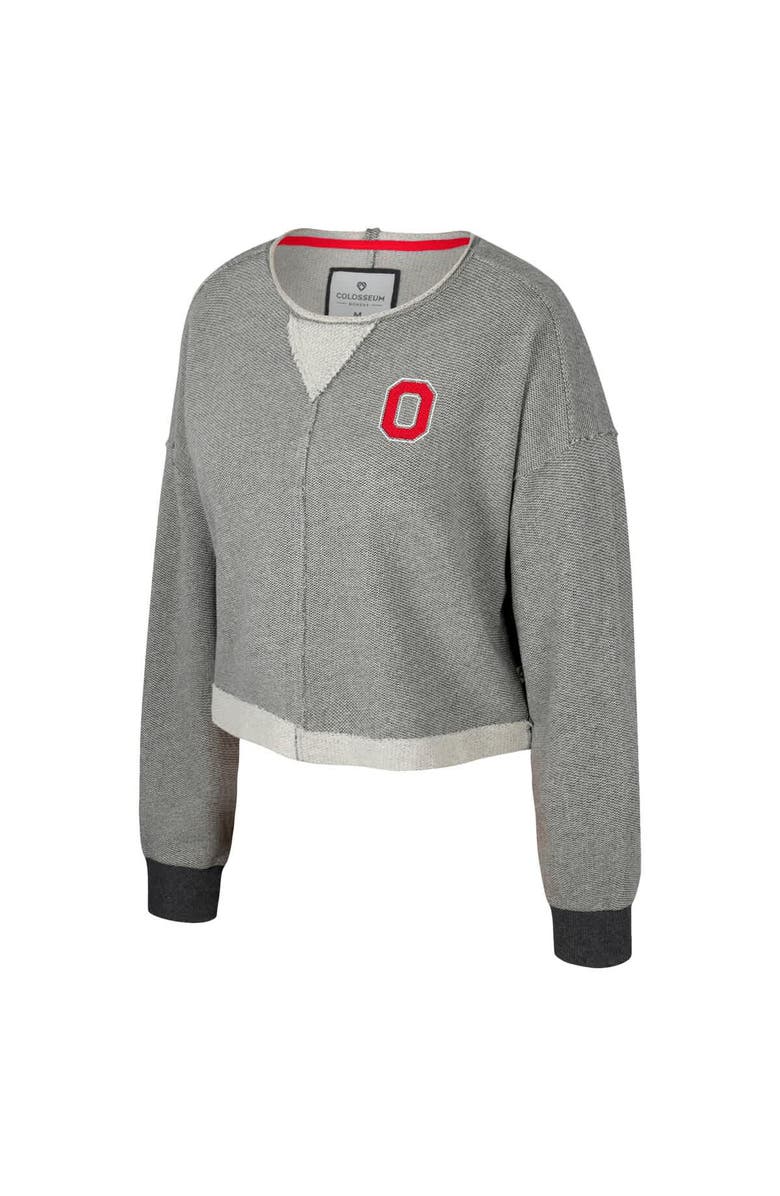 COLOSSEUM Women's Colosseum Charcoal Ohio State Buckeyes Magnum Scoop Neck Cropped Pullover Sweatshirt, Alternate, color, Charcoal