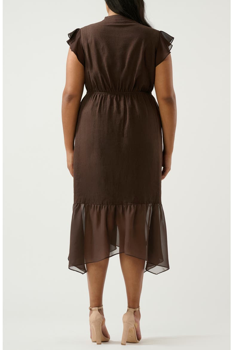 Dune Dancer Chiffon Trim Linen Blend Dress, Alternate, color, CHOCOLATE
