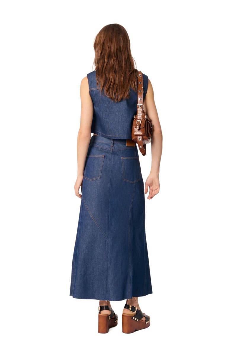 maje Denim cropped jacket, Alternate, color, Navy