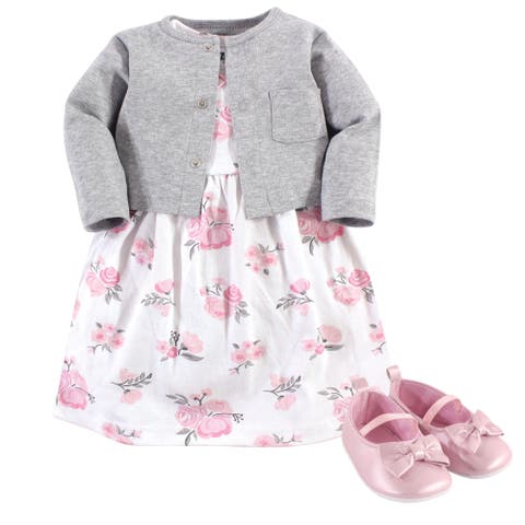 Cotton Dress, Cardigan and Shoe Set (Baby)