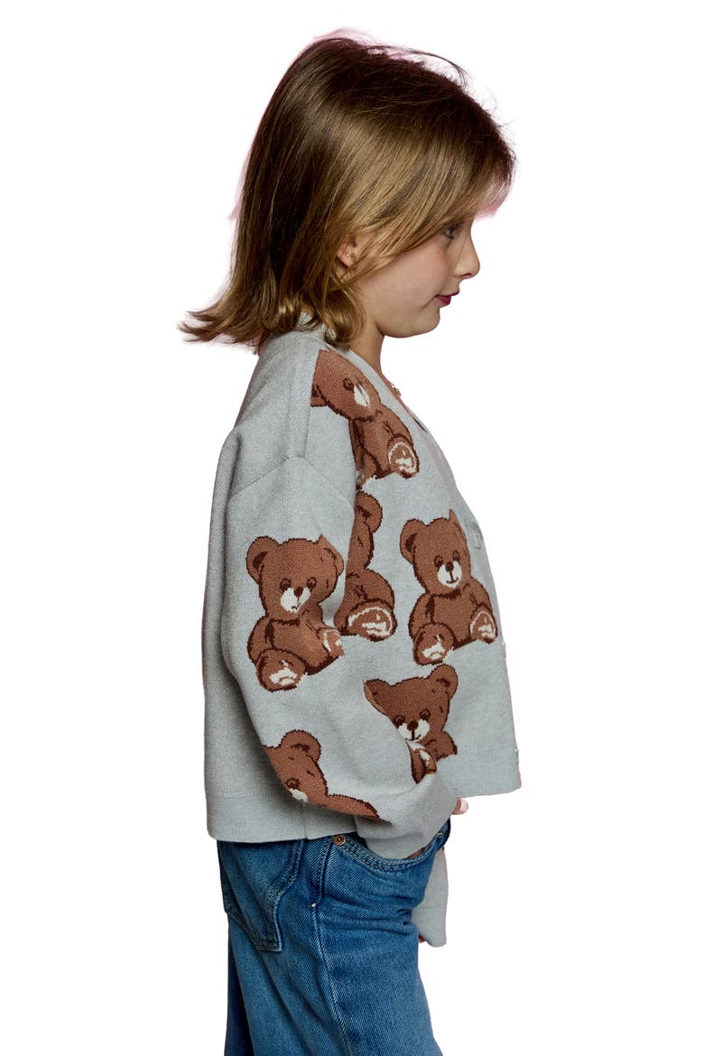 Kids' Bear Cardigan, Alternate, color, LIGHT GREY HEATHER COMBO