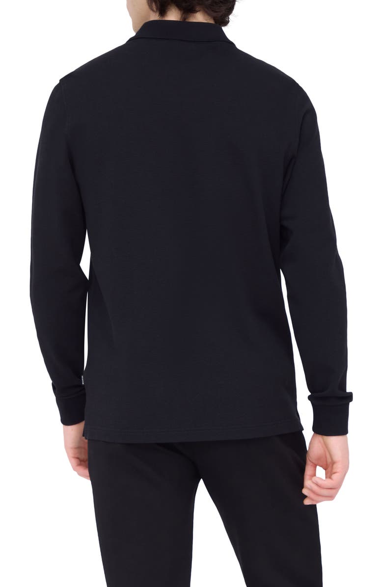 Bugatchi Honeycomb Knit Long Sleeve Polo, Alternate, color, Black