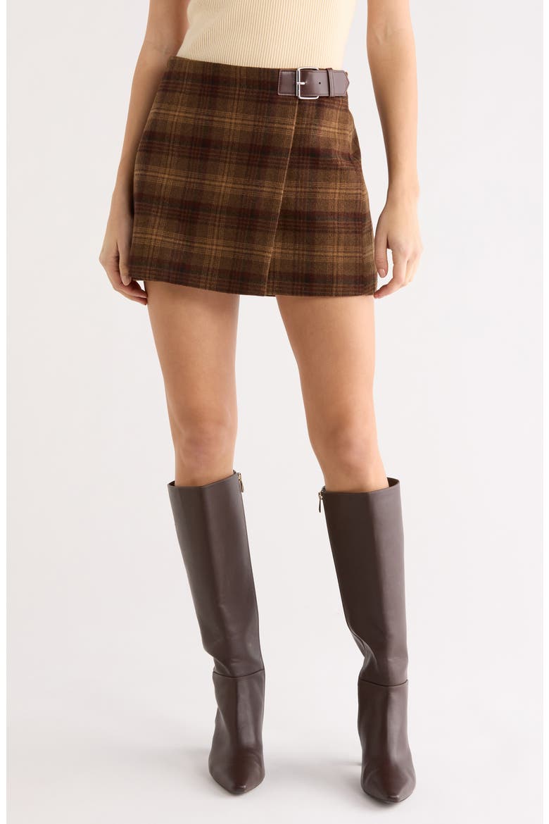 Harley Plaid Miniskirt, Main, color, BROWN PLAID