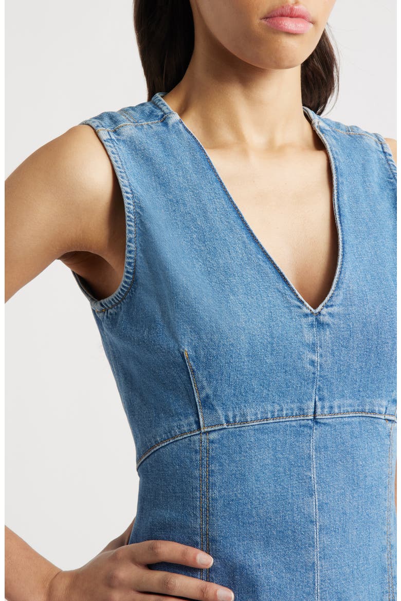 Serra Pleated Denim Minidress, Alternate, color, BRISTOL