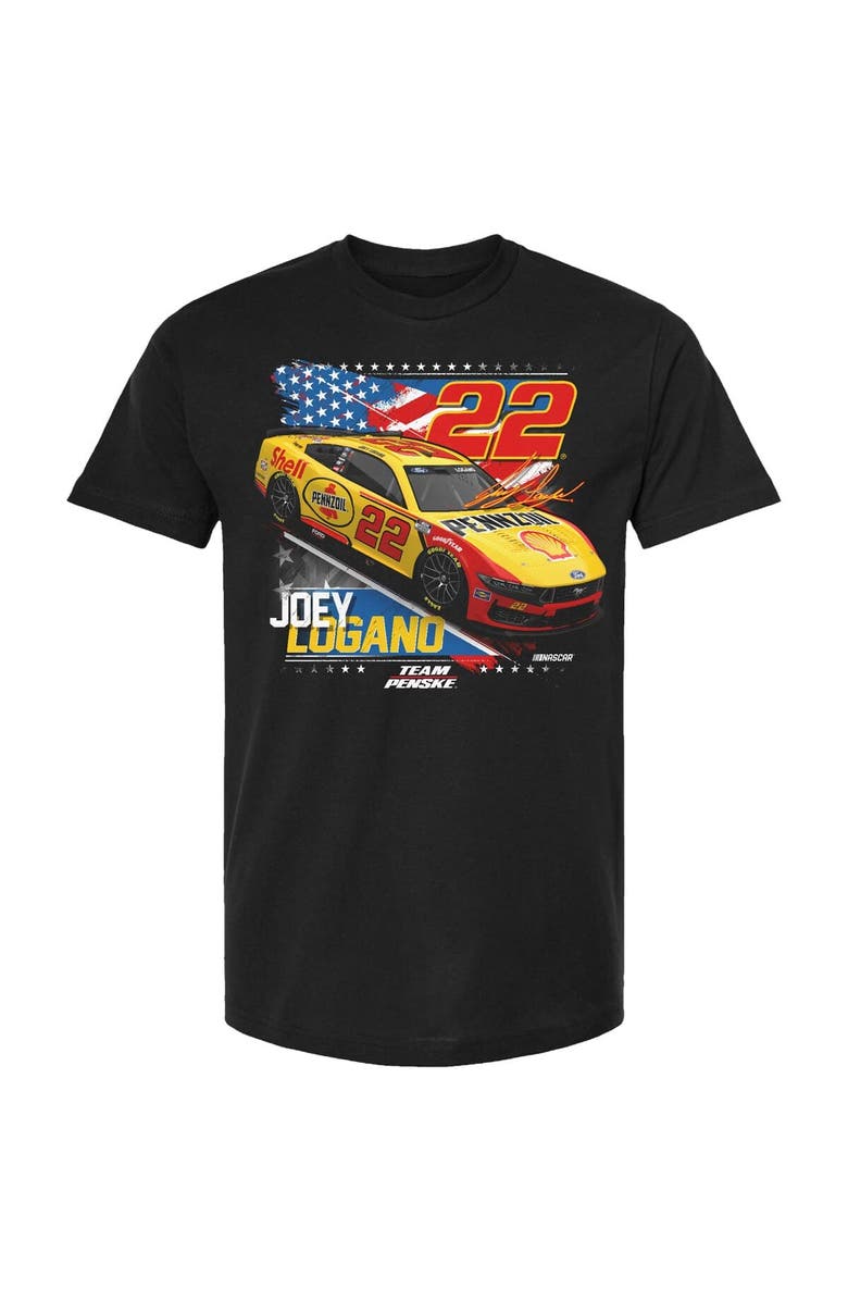 TEAM PENSKE Men's Team Penske Black Joey Logano Shell/Pennzoil Patriotic Car T-Shirt, Alternate, color, Black