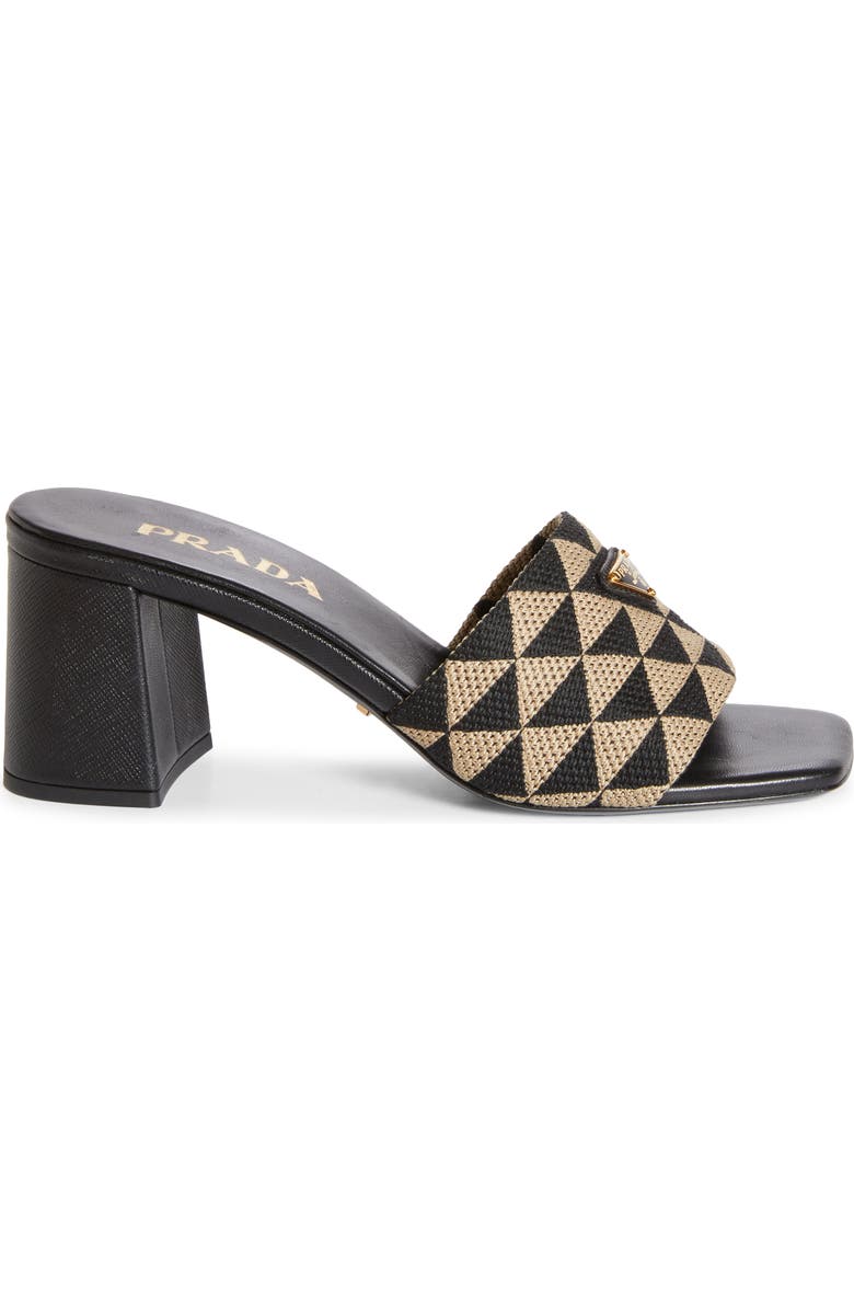 Prada Triangle Jacquard Slide Sandal, Alternate, color,