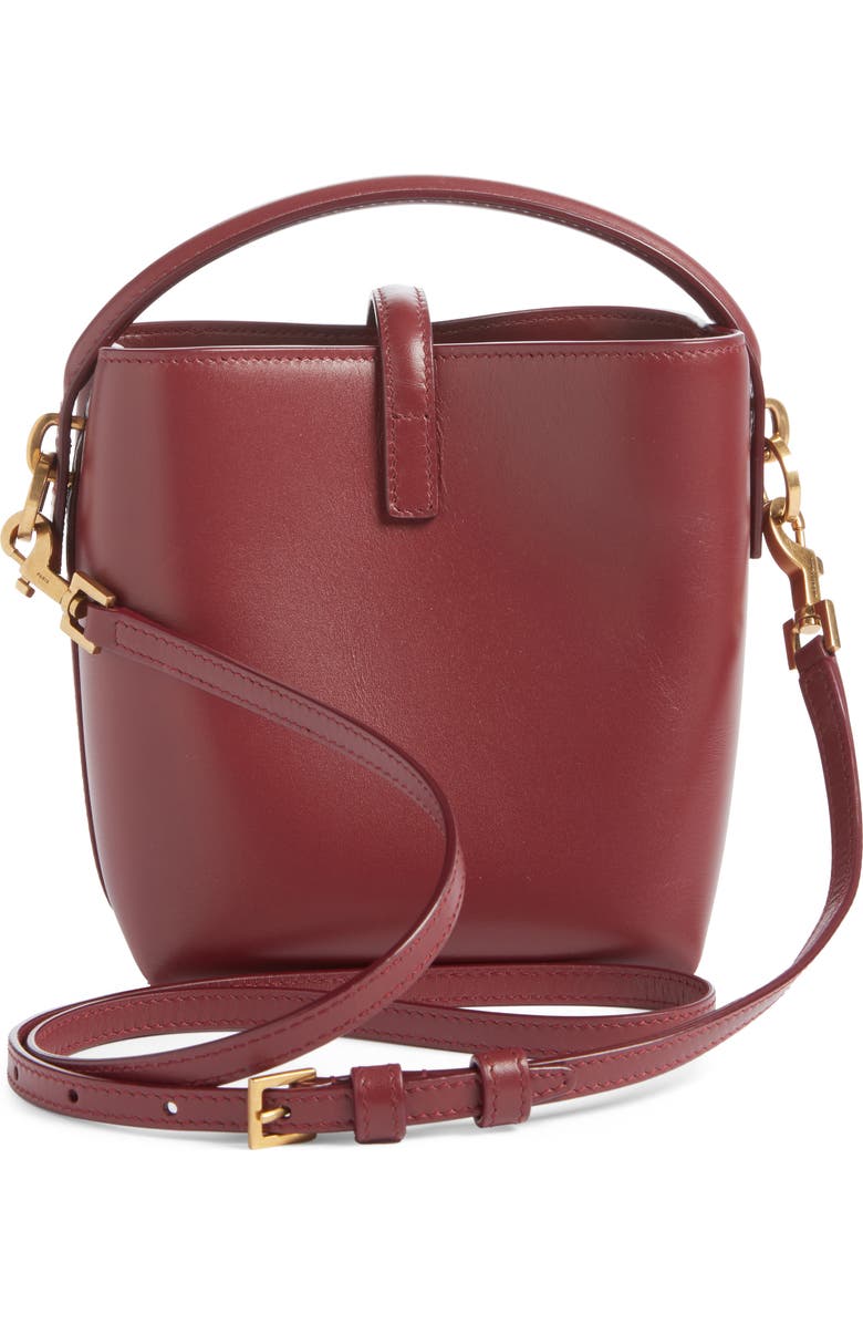 Saint Laurent Mini Le 37 Leather Bucket Bag, Alternate, color, New Dark Bordeaux