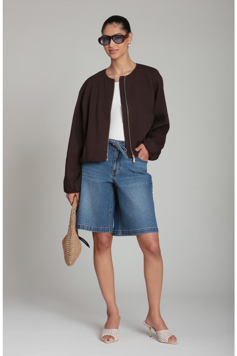 Bubble Sleeve Full Zip Jacket, Alternate, color, CHOCOLATE