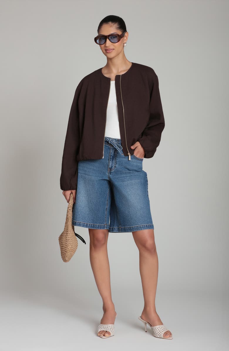 Bagatelle Bubble Sleeve Full Zip Jacket, Alternate, color, Chocolate