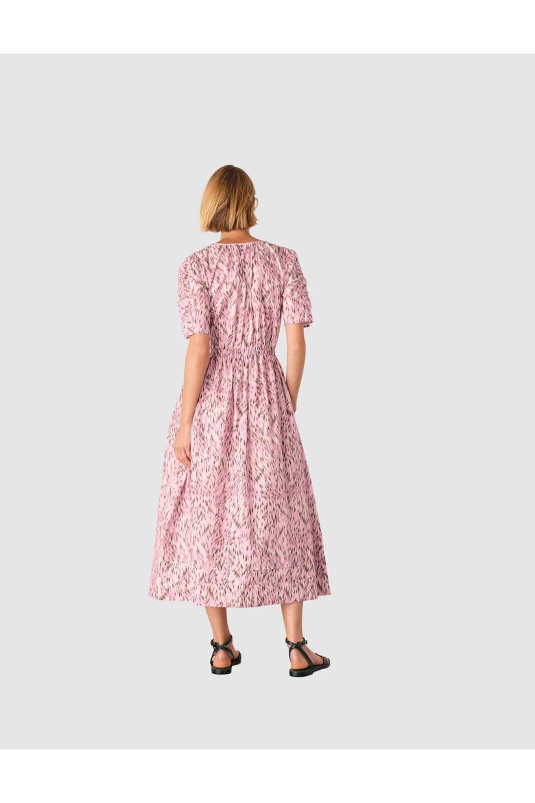 Short Sleeve V-Neck Printed Midi Dress, Alternate, color, Pink/Multi