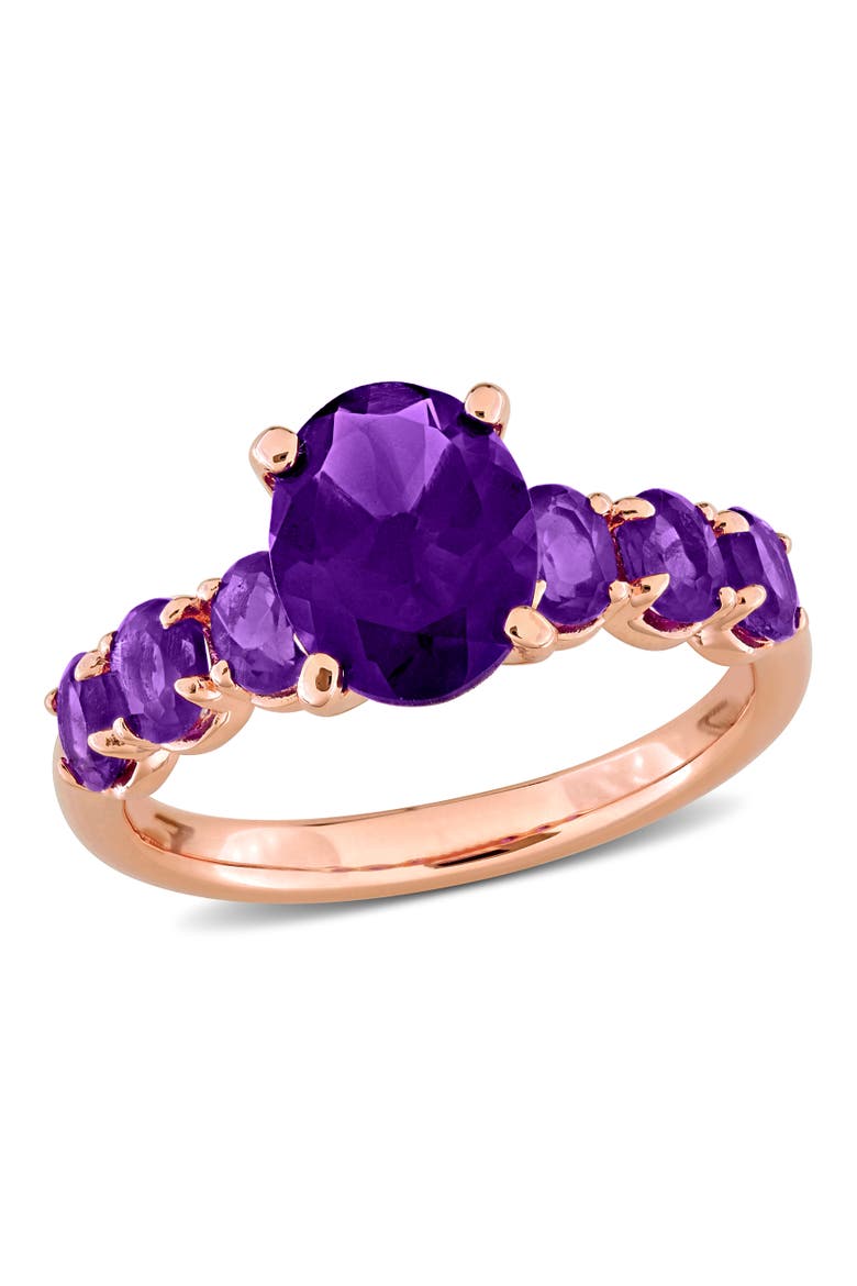Gemstone Oval Ring Sterling Silver, Main, color, Amethyst