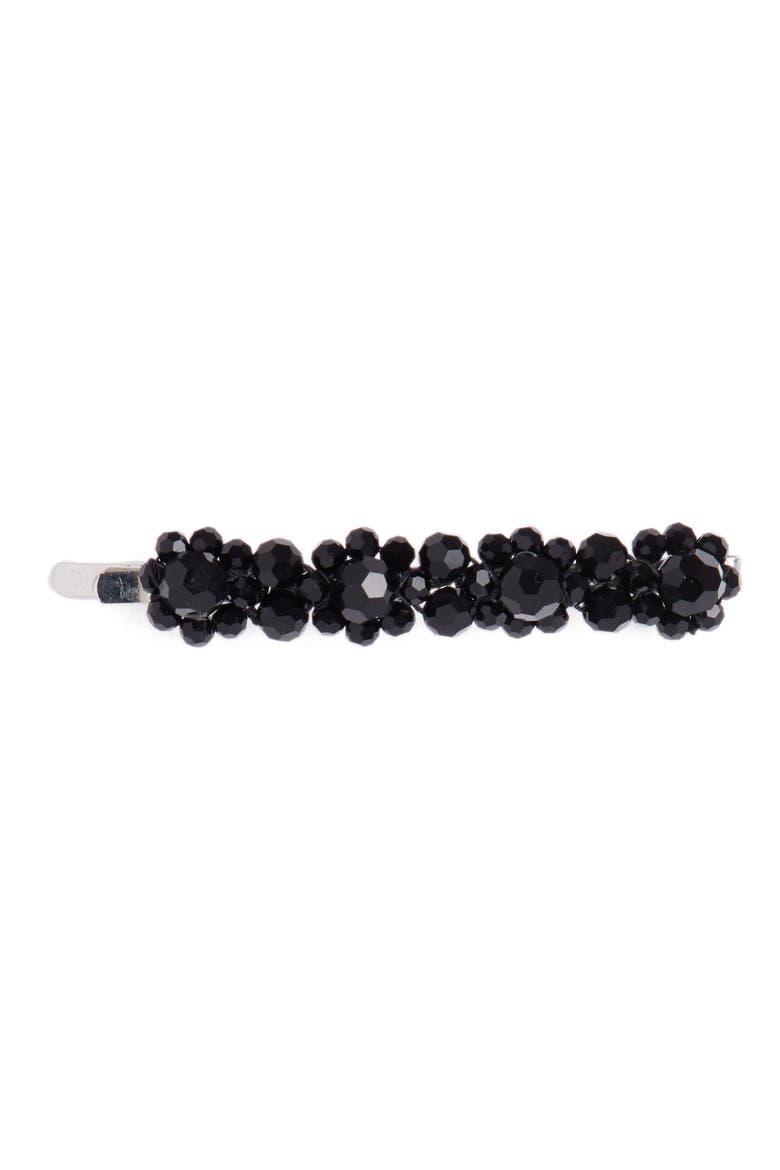 Little Flower Beaded Hair Clip, Main, color, JET