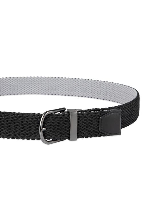 Cole Haan Reversible Stretch Web Belt In Black/gray