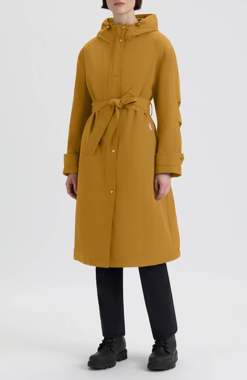 Hunter Violet Hooded Long Trench Coat In Yellow
