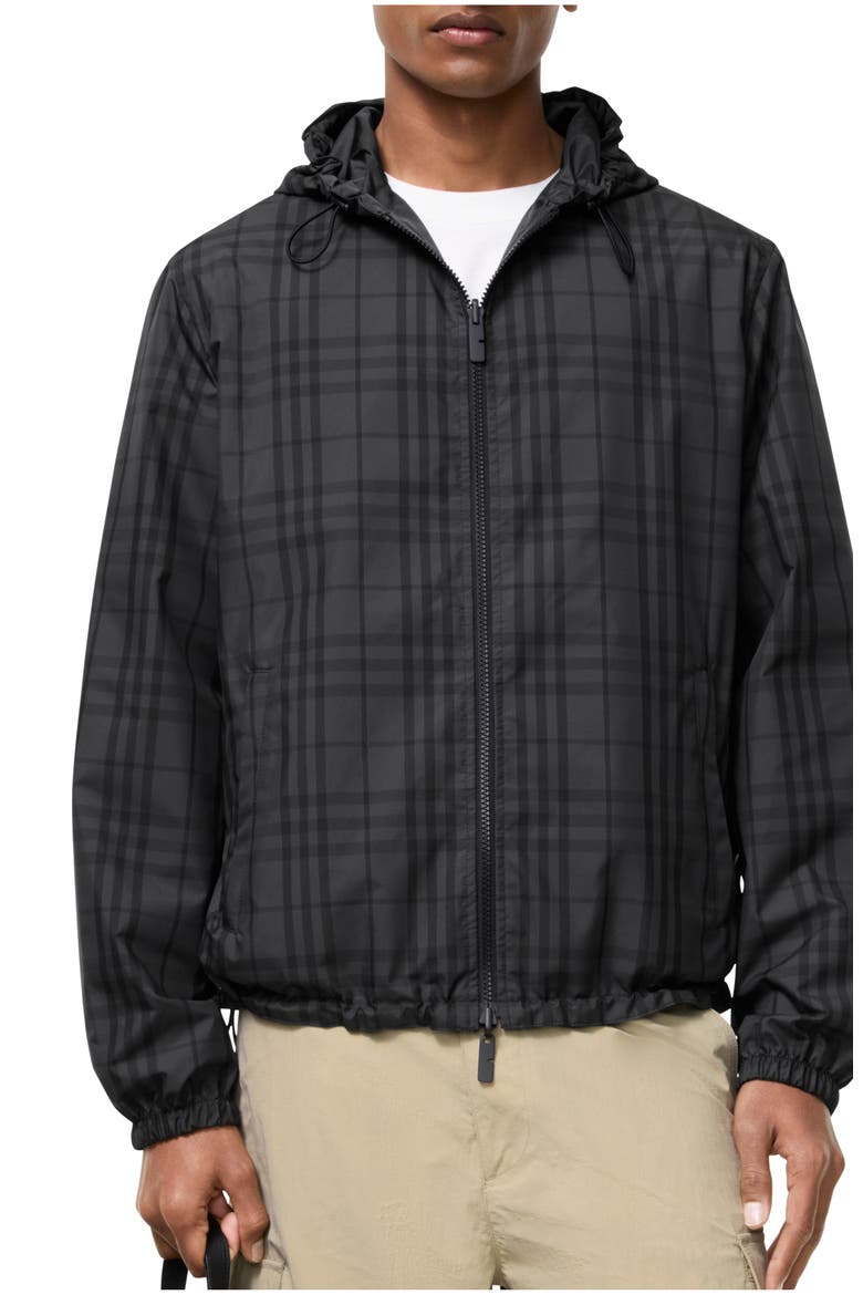 Reversible Check Newport Hooded Jacket, Main, color, Iron grey