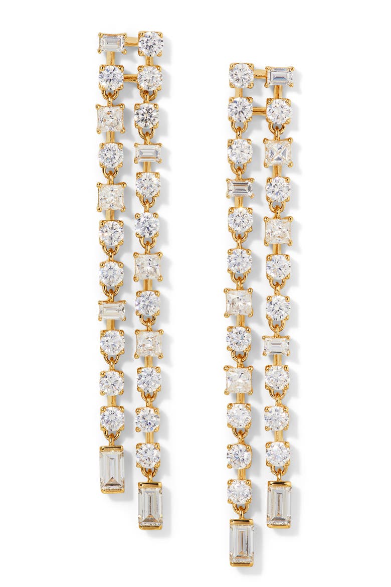 Delphine Double Linear Drop Earrings, Main, color, GOLD