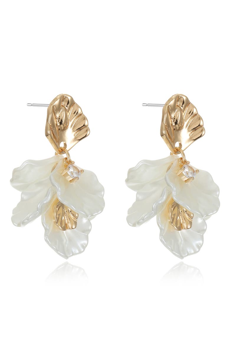 Ettika Dripping Petal Earrings, Alternate, color, Gold