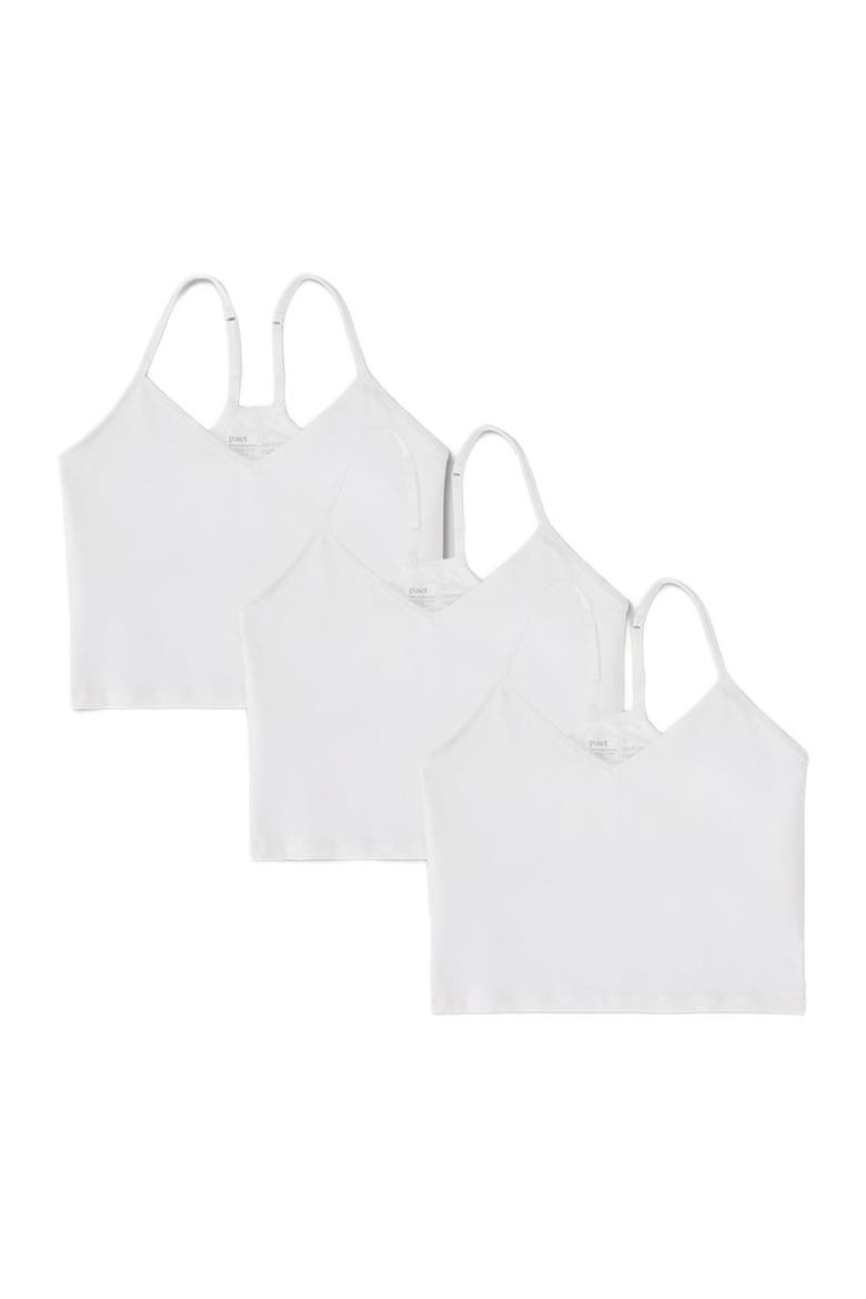 Organic Cotton Everyday Shelf Bra Cropped Camisole 3-Pack, Alternate, color, White