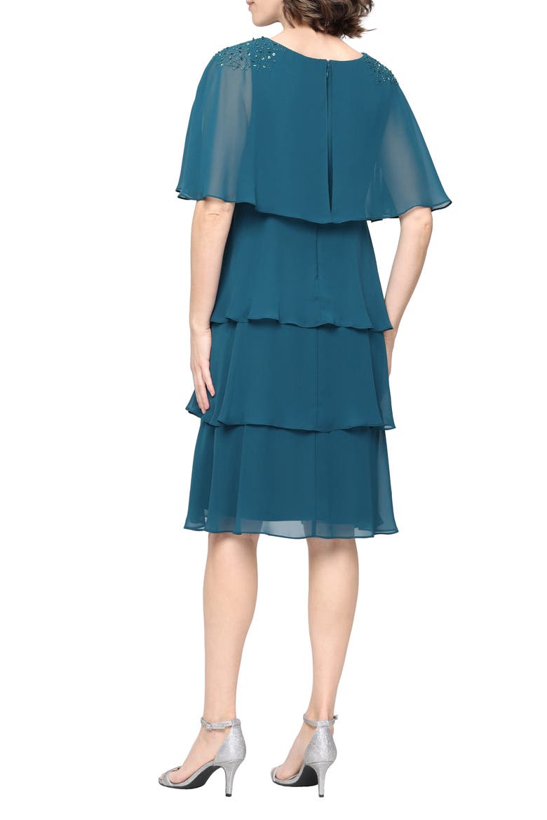 Beaded Tiered Chiffon Dress, Alternate, color, MALLARD