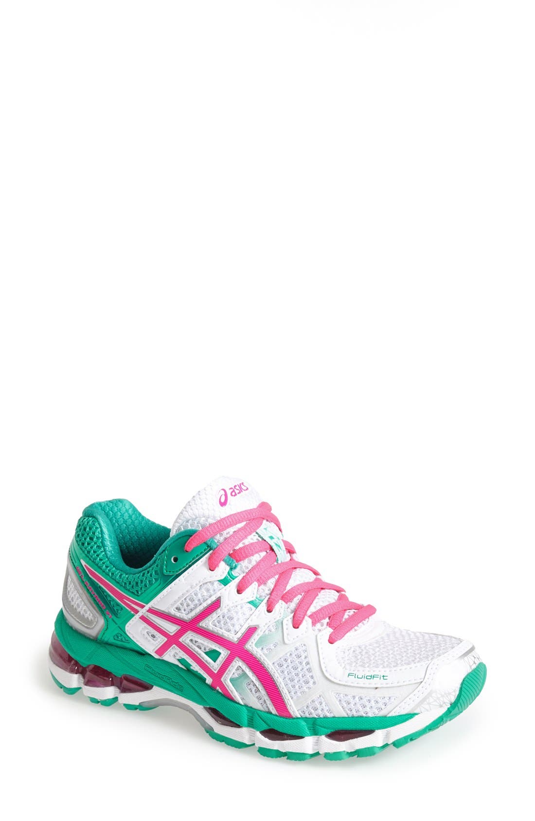 GEL-KAYANO® 21 Running Shoe, Main, color, WHITE/ HOT PINK