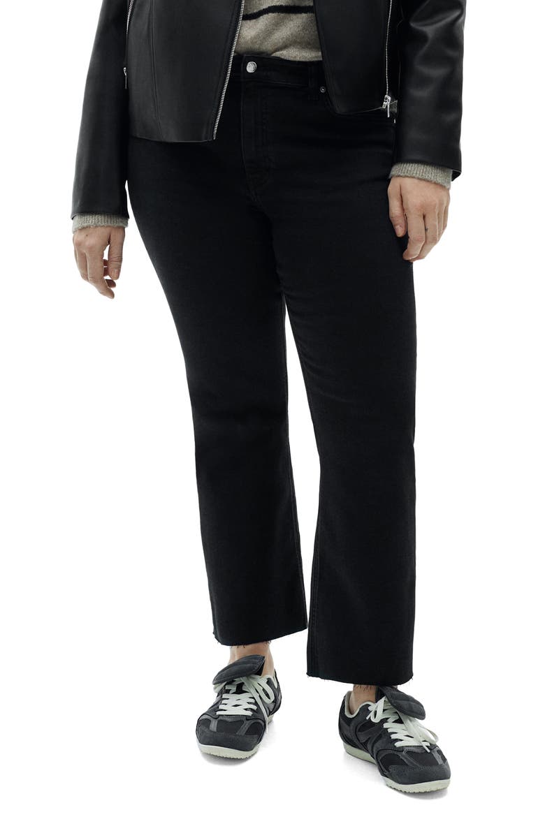 Raw Hem Crop Flare Jeans, Alternate, color, BLACK DENIM
