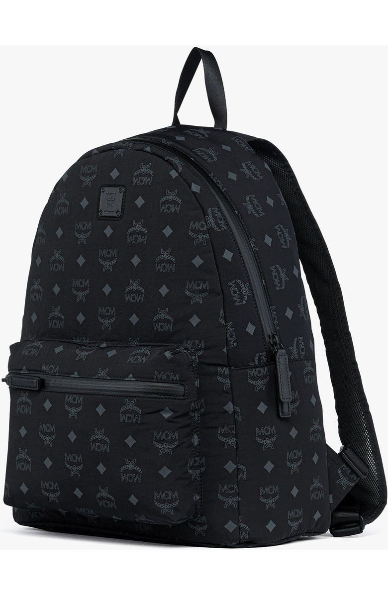 MCM Stark Packable Backpack in Monogram Nylon, Alternate, color, Black