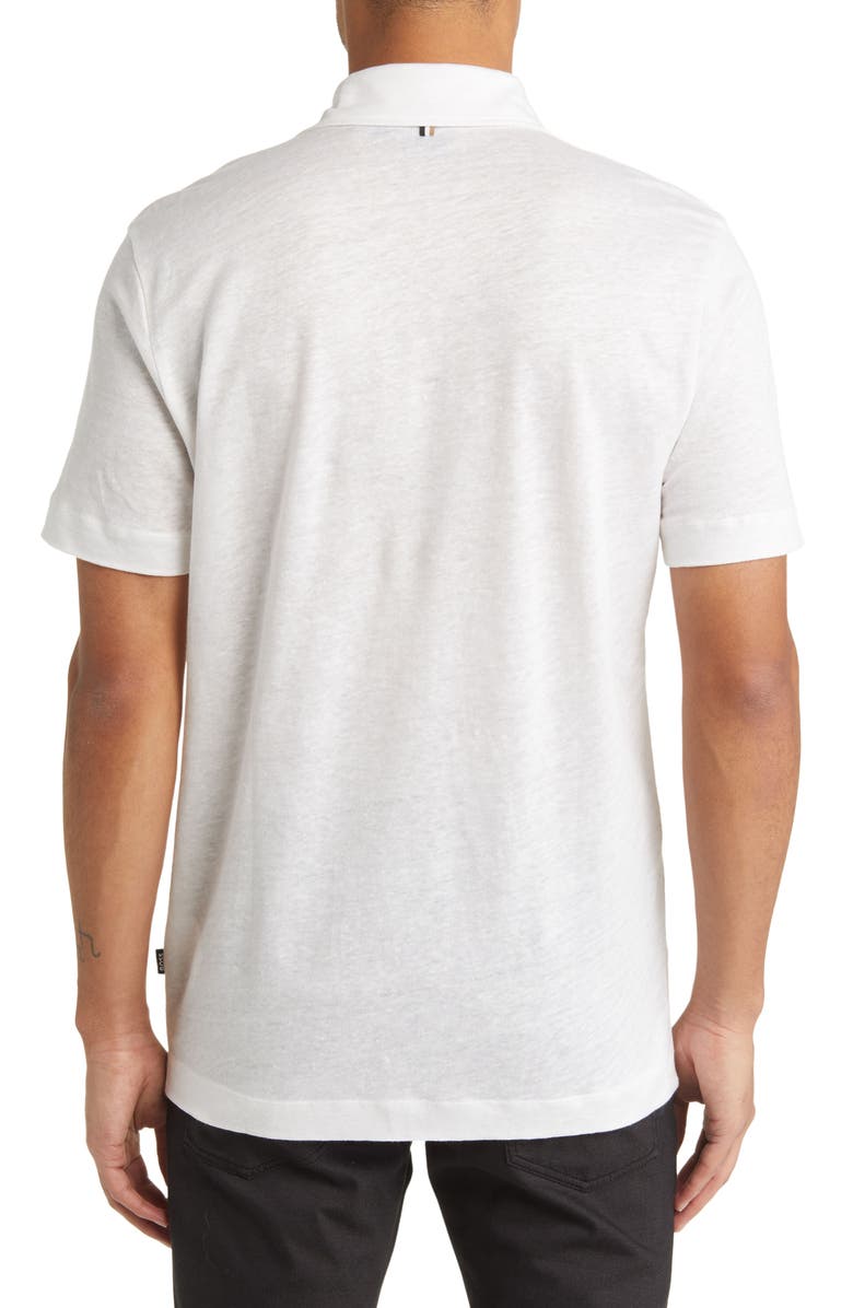 BOSS Press Heathered Linen Piqué Polo, Alternate, color, 
