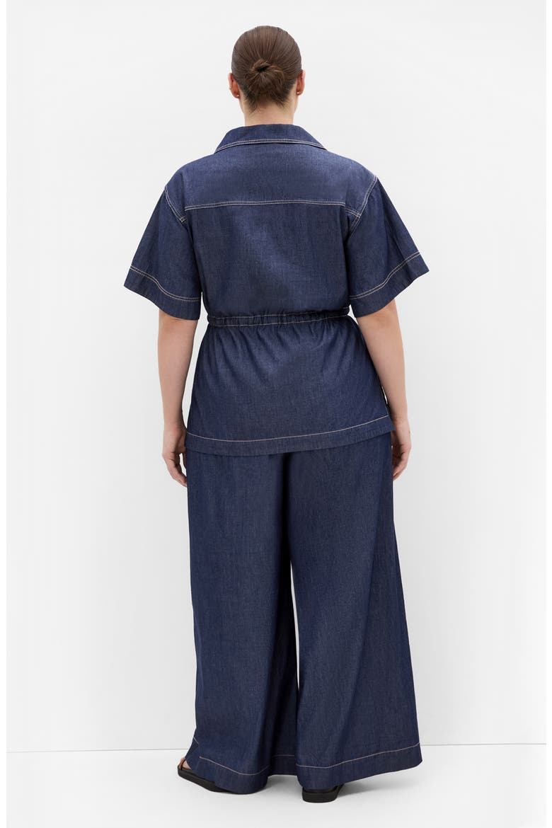 Mikayla Wide Leg Drawstring Denim Pants, Alternate, color, INDIGO