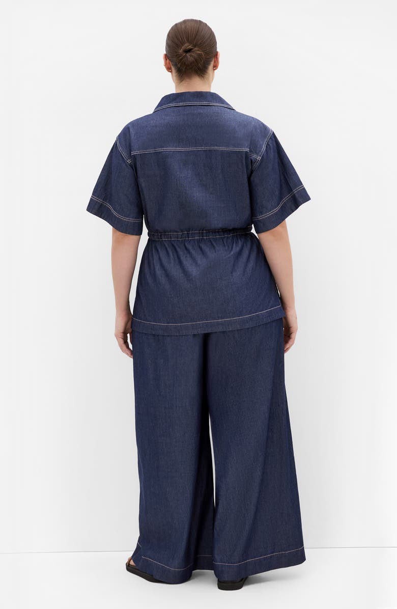 City Chic Mikayla Wide Leg Drawstring Denim Pants, Alternate, color, 