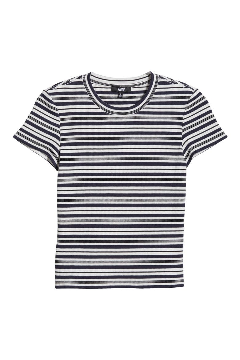Chantrelle Stripe T-Shirt, Alternate, color, IVORY/ DARK INK BLUE