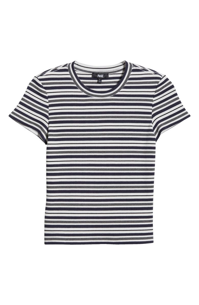 PAIGE Chantrelle Stripe T-Shirt, Alternate, color, Ivory/ Dark Ink Blue