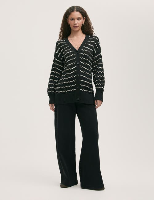 Finery London Alena V-neck Crochet Cardigan In Black