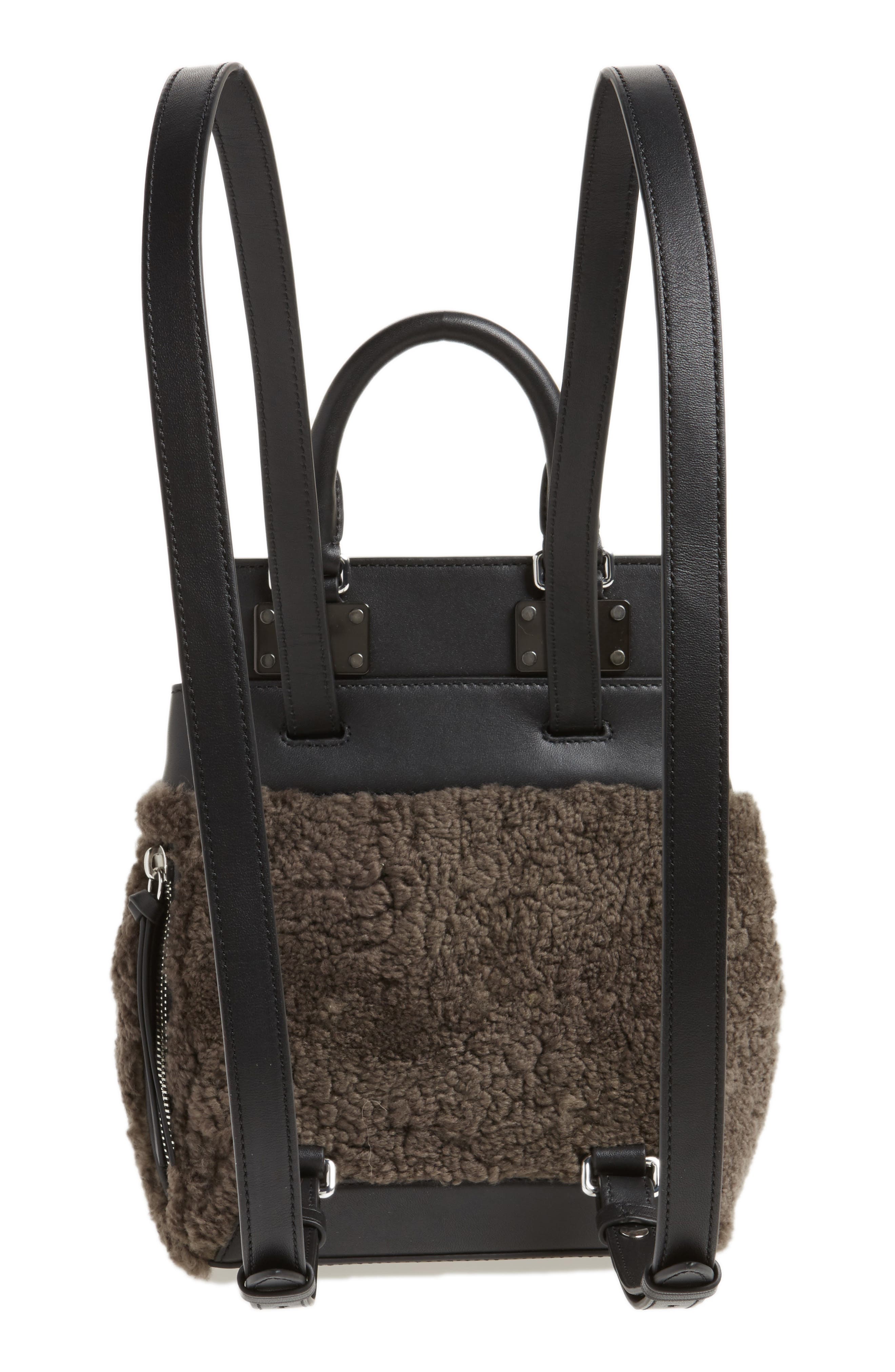rag & bone Small Pilot Leather & Genuine Shearling Backpack, Alternate, color, 