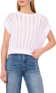 Halogen® Cotton Short Sleeve Sweater