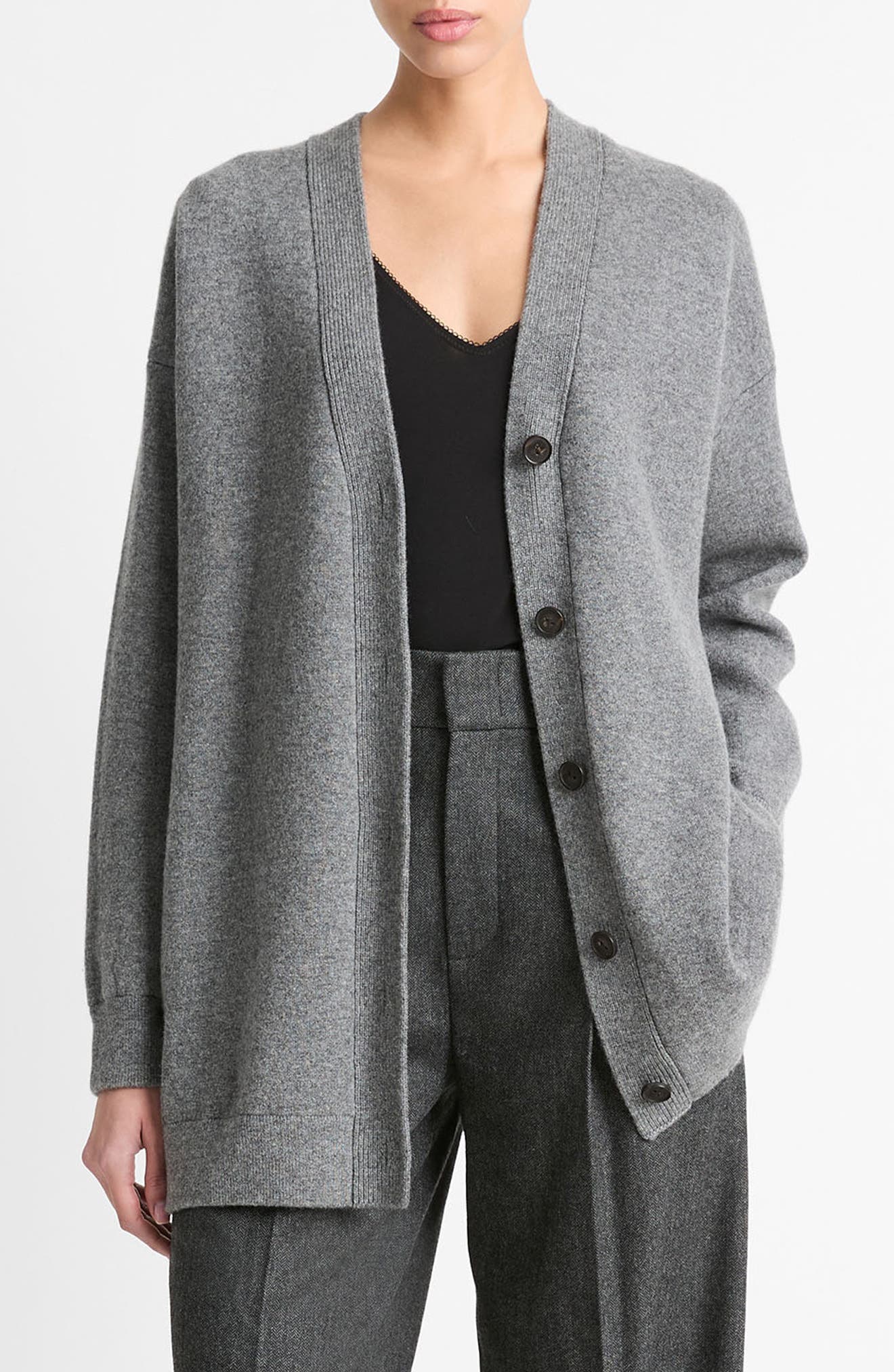 Vince Oversize Wool Blend Double Knit Cardigan