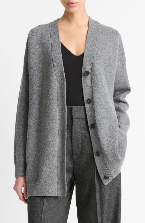 Oversize Wool Blend Double Knit Cardigan